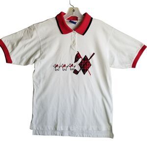 EP Pro Polo Shirt Women's M Double Collar Black Red Plaid Golf Club Schnauzer